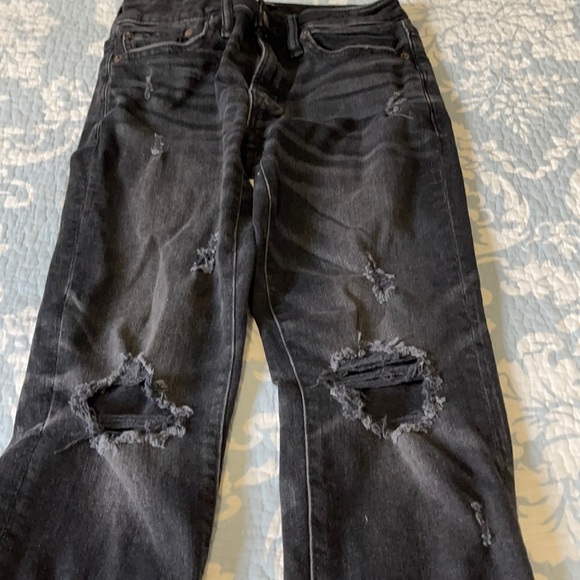 Men's American Eagle black ripped jeans.  Size: 26x28 - Picture 3 of 7